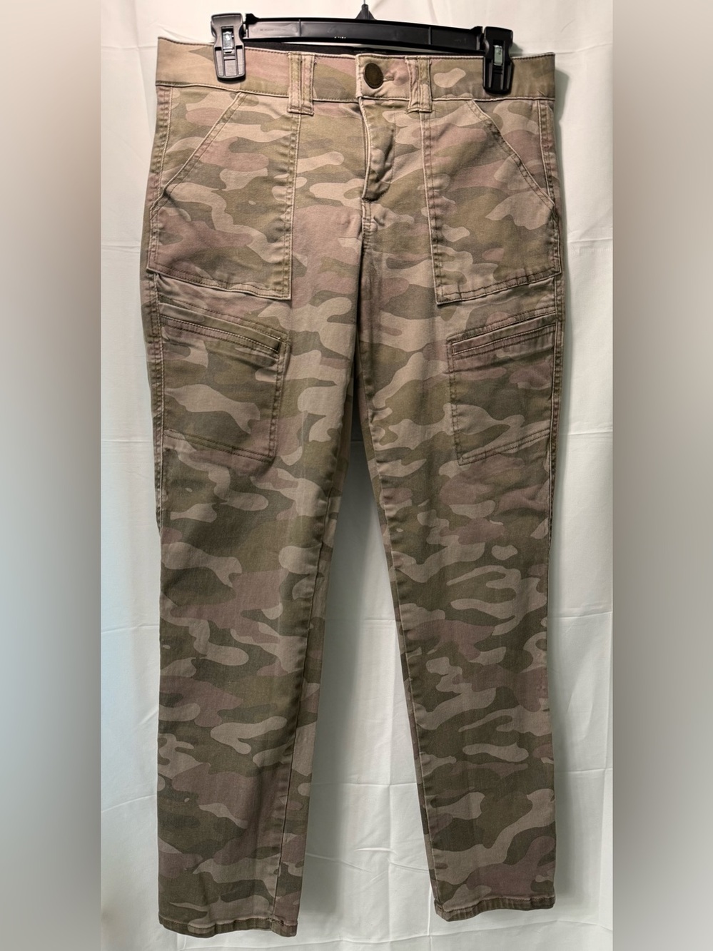 Democracy Ab Technology Camo Utility Cargo Ankle Pants Size 8 Stretch